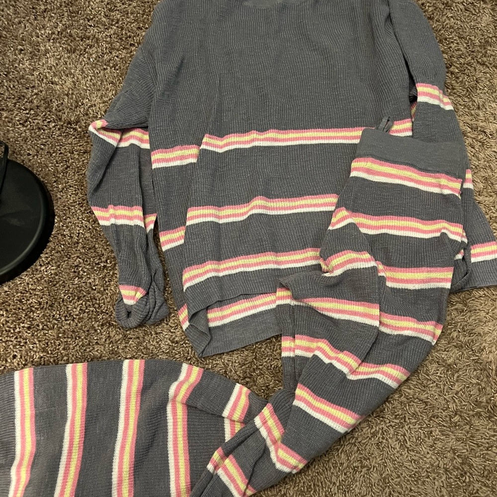 Free People Gray Striped Sweater